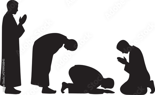 Silhouettes of People in Prayer or Meditation Poses religion