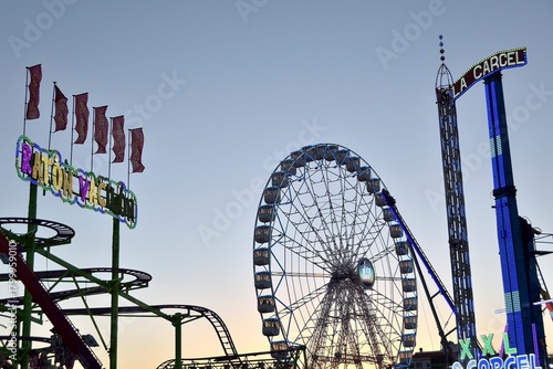 Ferris wheel. Observation. Ferris wheel with cabins for visitors. Attraction for viewing city from height. Gran Canaria. Canary Islands