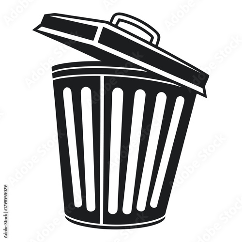 Black Waste Bin Icon for Trash and Recycling Collection Projects