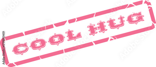 Cool Hug Distressed Pink Rubber Stamp for Comforting Messages and Friendly Communication