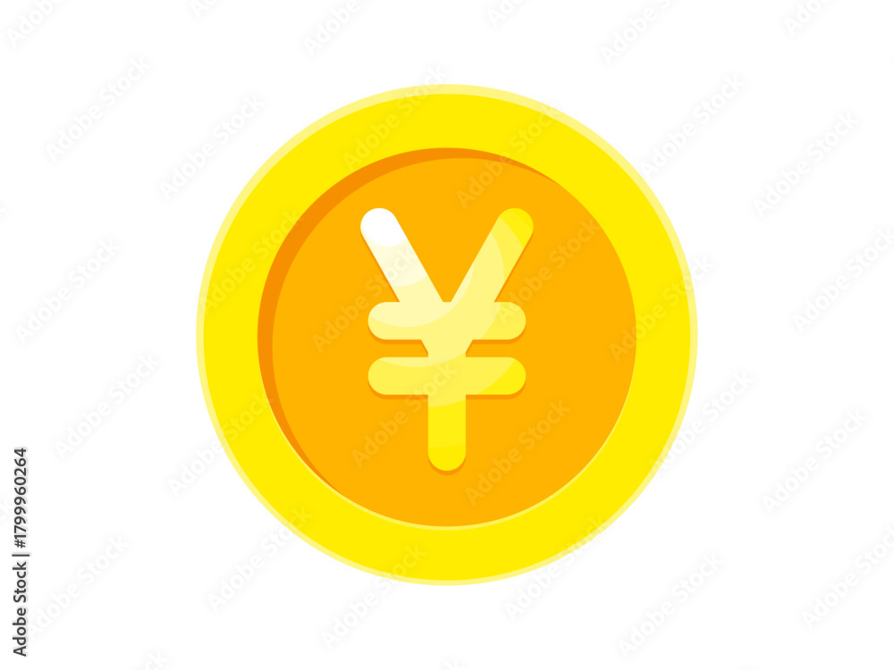 Fototapeta premium 円マークのゴールドコイン アイコン ベクターイラスト