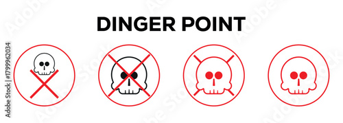 The icon of a warning sign is depicted in a flat style. Vector Abstract burst of jagged spikes radiates. danger skull x . Warning sign exclamation point vector illustration