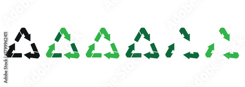 Schilderij op canvas Recycle arrow hand drawn pencil line icon set