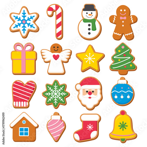 christmas cookies icon set vector