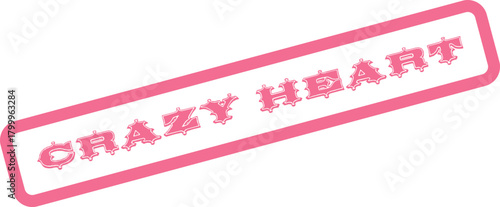 Distressed Pink CRAZY HEART Wordmark Stamp for Passionate Loving Expressions and Emotional Branding Concepts