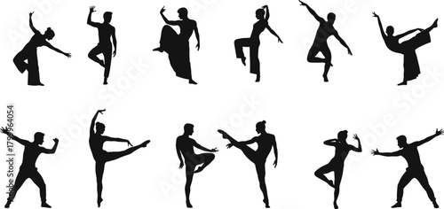 dance, silhouette, posture, motion, pose, grace, rhythm, style, icon, leap, spin, arm, leg, fluid