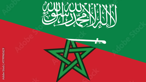 Saudi and morocco flag fusion design