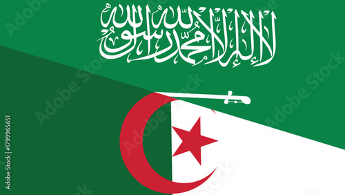 Saudi and algeria flag fusion design