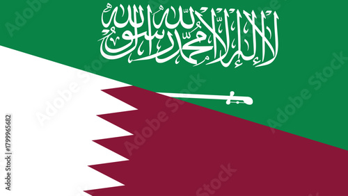 Saudi and qatar flag fusion design