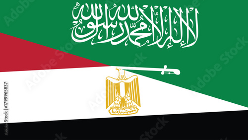 Saudi and egypt flag fusion design