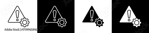 Risk icon variations in line and glyph style on black and white background