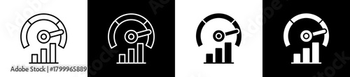 Performance icon variations in line and glyph style on black and white background