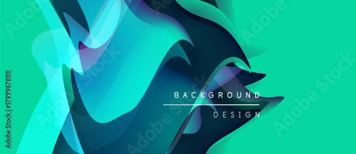 Abstract fluid shapes, vibrant turquoise hues, dynamic composition. Modern background design with gradient effects, sleek presentation.