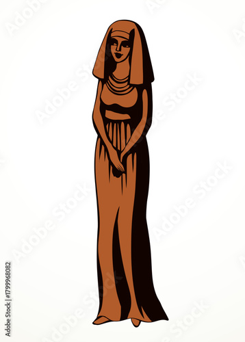 Vector drawing. Egyptian young woman
