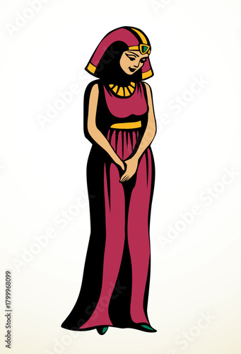 Vector drawing. Egyptian young woman