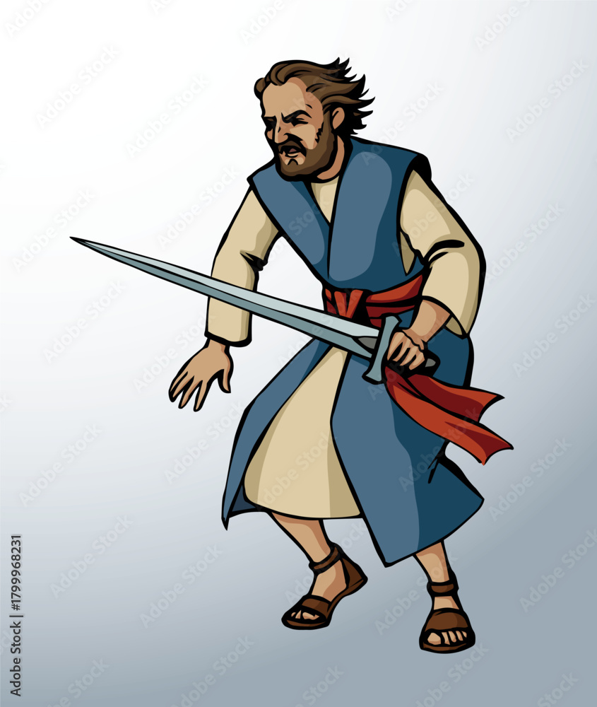 Fototapeta premium Vector drawing. Man with sword