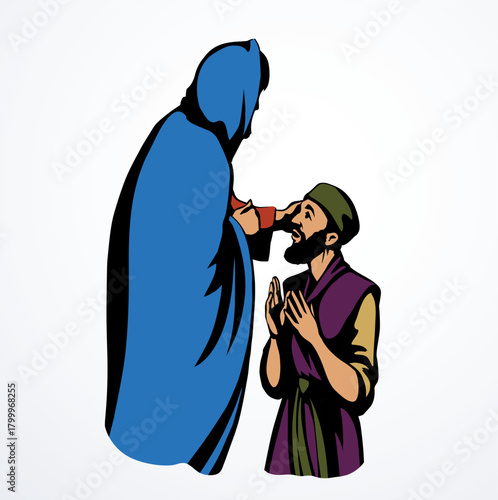 Vector drawing. Jesus heal the man