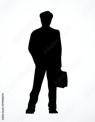 Vector drawing. Standing businessman sign