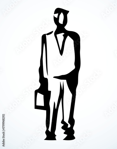 Vector drawing. Standing businessman sign