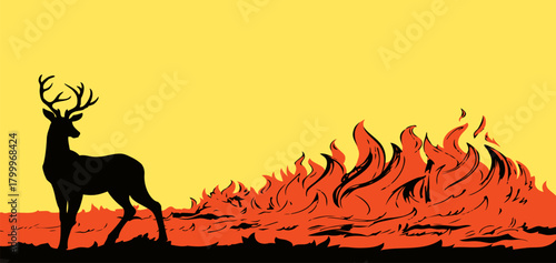Bright fire. Vector drawing pattern