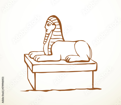 Vector drawing. Egyptian sphinx monument