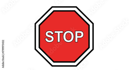 Bold red stop sign for safety campaigns and traffic awareness, promoting caution and control on roads and in projects, conveys urgency and prevention