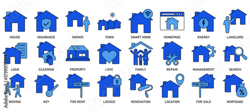 Home Line Editable Icons set. Vector illustration in modern thin line style icons Isolated on transparent background.