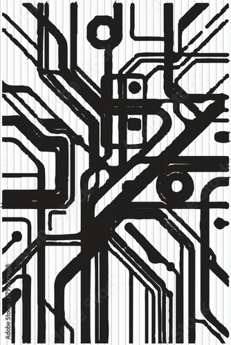 	Electronic Schematic with Circular Pads and Grid Lines
