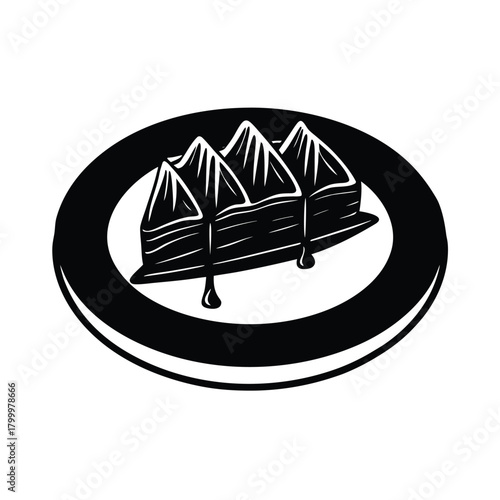 Honey Drizzled Baklava On Silver Plate Icon