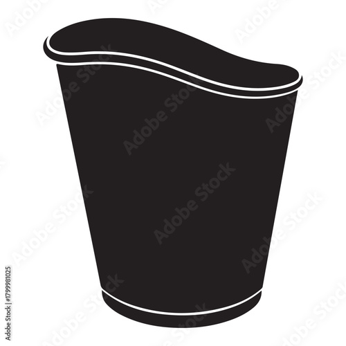 Black silhouette of a disposable cup with a white outline on a white background paper cup coffee cup
