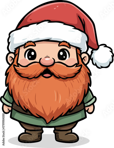 Cute cartoon gnome character wearing Santa hat