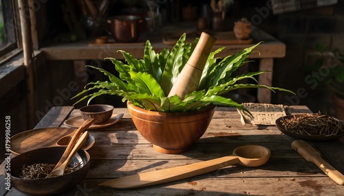Bird’s Nest Fern (Asplenium nidus) is a tropical medicinal plant widely used in traditional herbal medicine. 