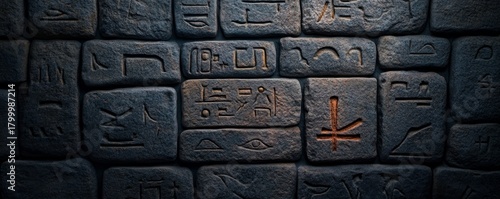 Ancient Stone Blocks with Hieroglyphs, Archeology , Egyptology