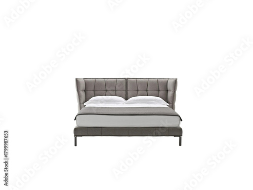 Wallpaper Mural Classic double bed with big headboard isolated on white
 Torontodigital.ca