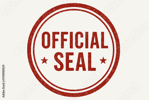 Circular badge OFFICIAL SEAL condensed font red texture classic ink pad style