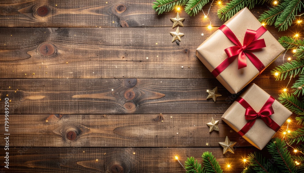 Obraz premium Festive gift wrapping ideas for christmas celebrations cozy home setting decorative content warm atmosphere close-up perspective holiday spirit inspiration