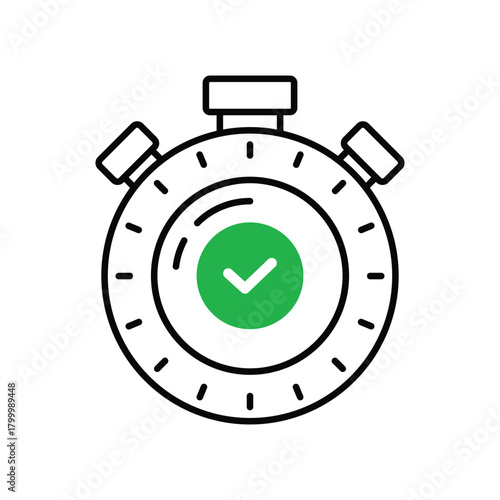 stopwatch icon like ready and right now. simple outline style trend modern time record logotype graphic design element isolated on white. concept of easy business task complete or quizz game timing