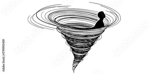 Abstract Time Vortex New Year Black Silhouette Vector