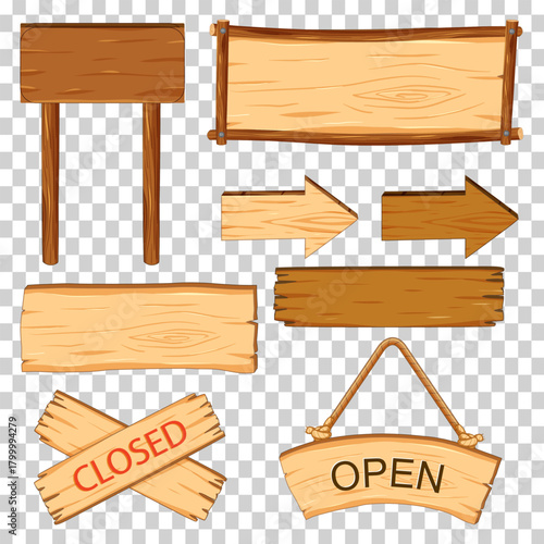 Collection of wooden signs, arrows, and information boards