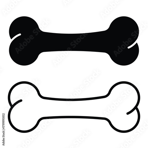 Dog bone icon vector. Silhouette of bone symbol. Dog bone isolated on white background. Bone icon, vector, silhouette danger symbol and sign. Vector illustration.