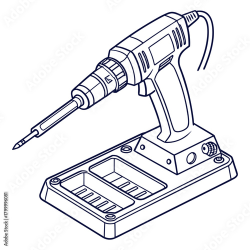 Illustration of a soldering iron station isolated on for repair