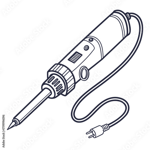 Illustration of a soldering iron isolated on for electronics