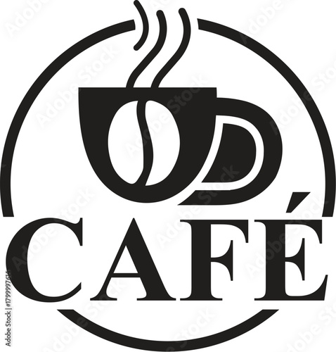 Premium coffee shop logo. cafe mug icon.