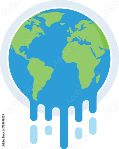 Global warming illustration: Earth melting, symbolizing climate change and environmental concerns.