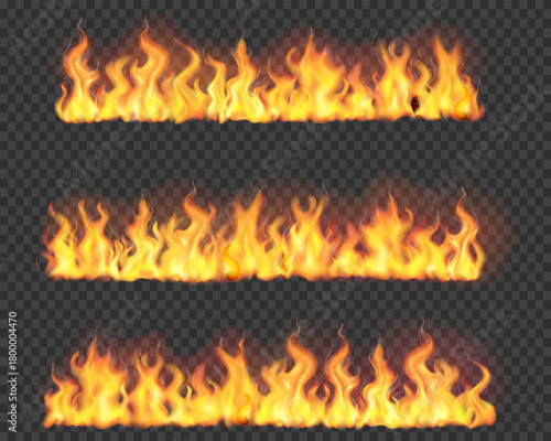 Vibrant realistic orange and yellow fire flames with subtle smoke