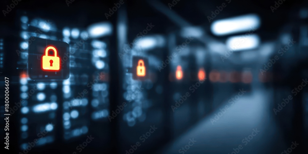 Fototapeta premium Corporations coordinate voice protocols through software, ensuring the database server stores data safely while the firewall protects against breaches