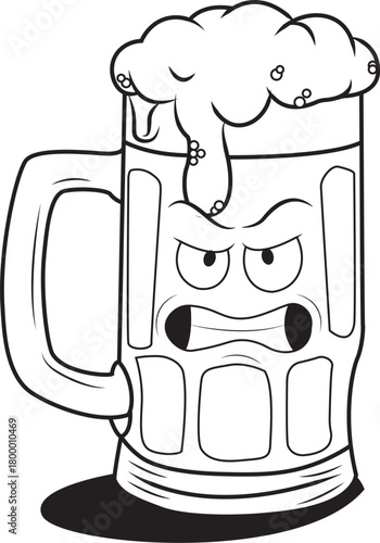 Beer mug icon – Foam beer glass, brewery drink symbol, vector illustration