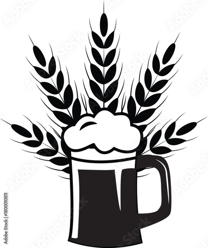 Beer with wheat icon – Brewery emblem, craft beer symbol vector
