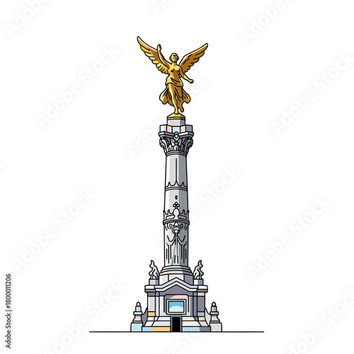 Torre Eiffel Mexico City Angel of Independence Vector