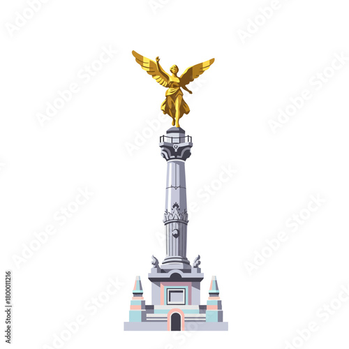 Torre Eiffel Mexico City Angel of Independence Vector